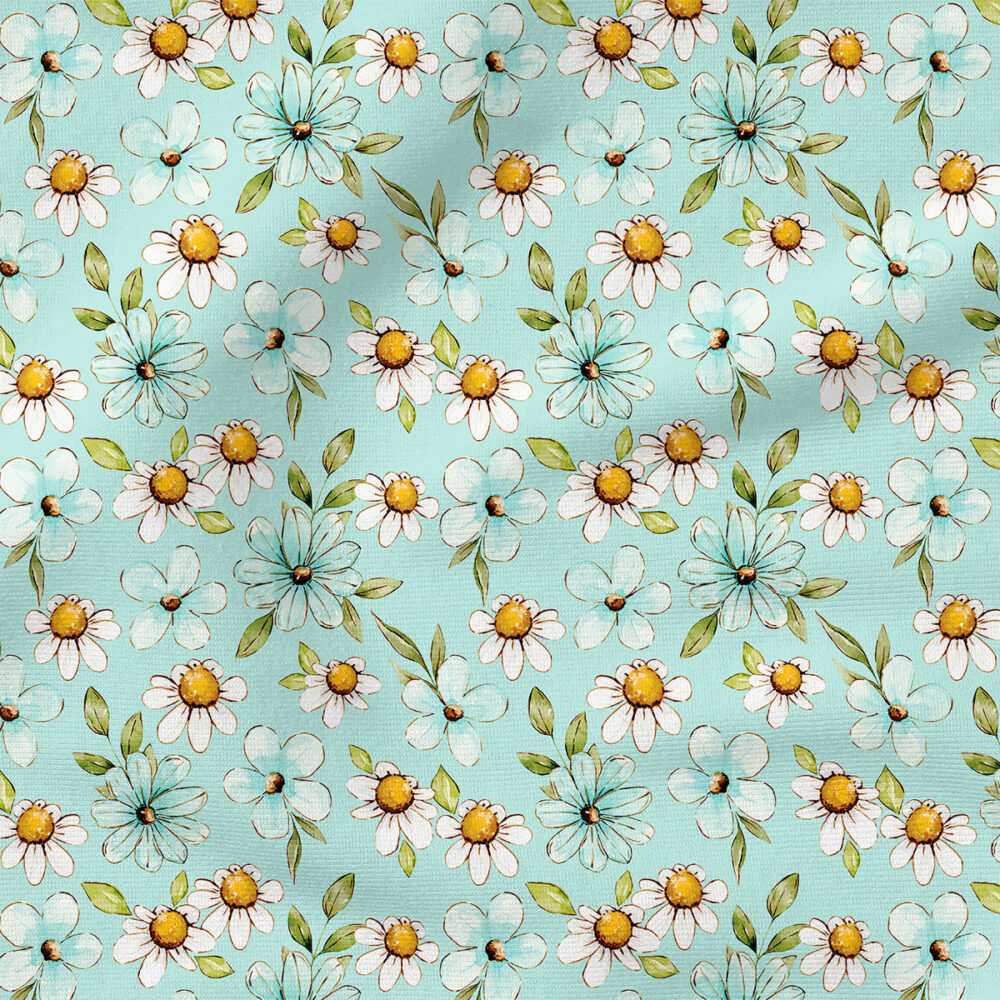 Daisy (Aqua) | Botanical Fabric Design | Cate and Rainn