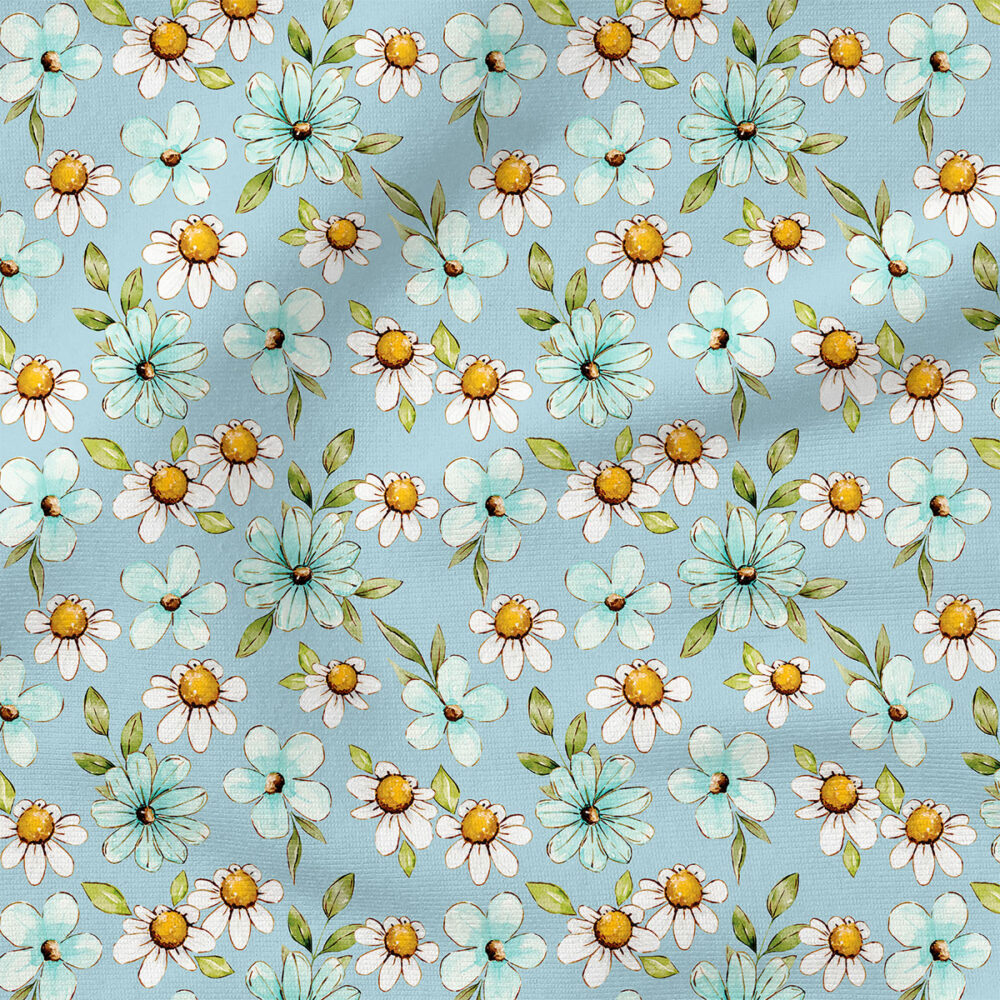 Daisy (Blue) | Botanical Fabric Design | Cate and Rainn