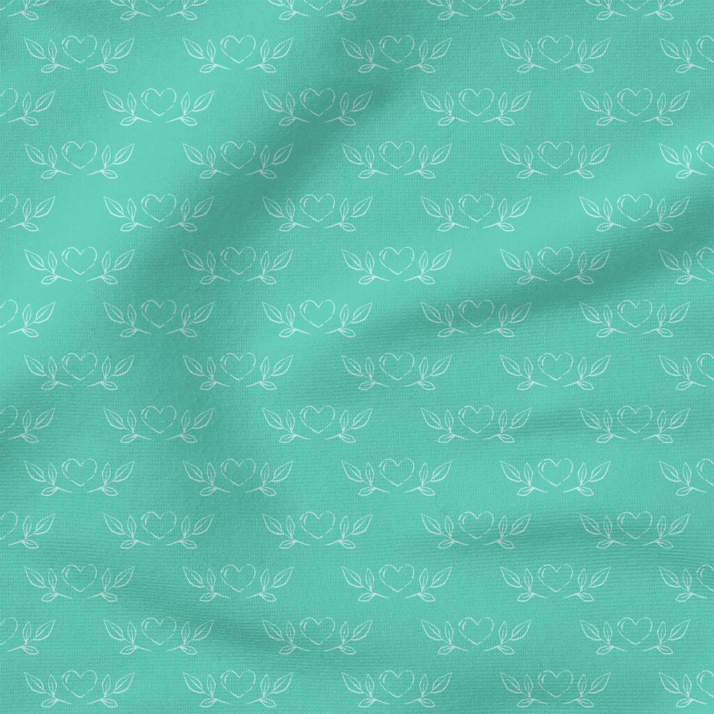 Heart Sketches (Teal) | Children Fabric Design | Cate and Rainn