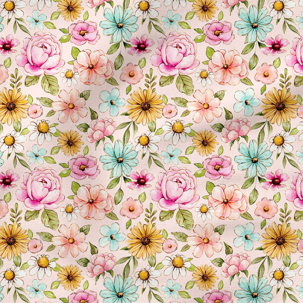 Penelope Flowers (Pink) | Botanical Fabric Design | Cate and Rainn