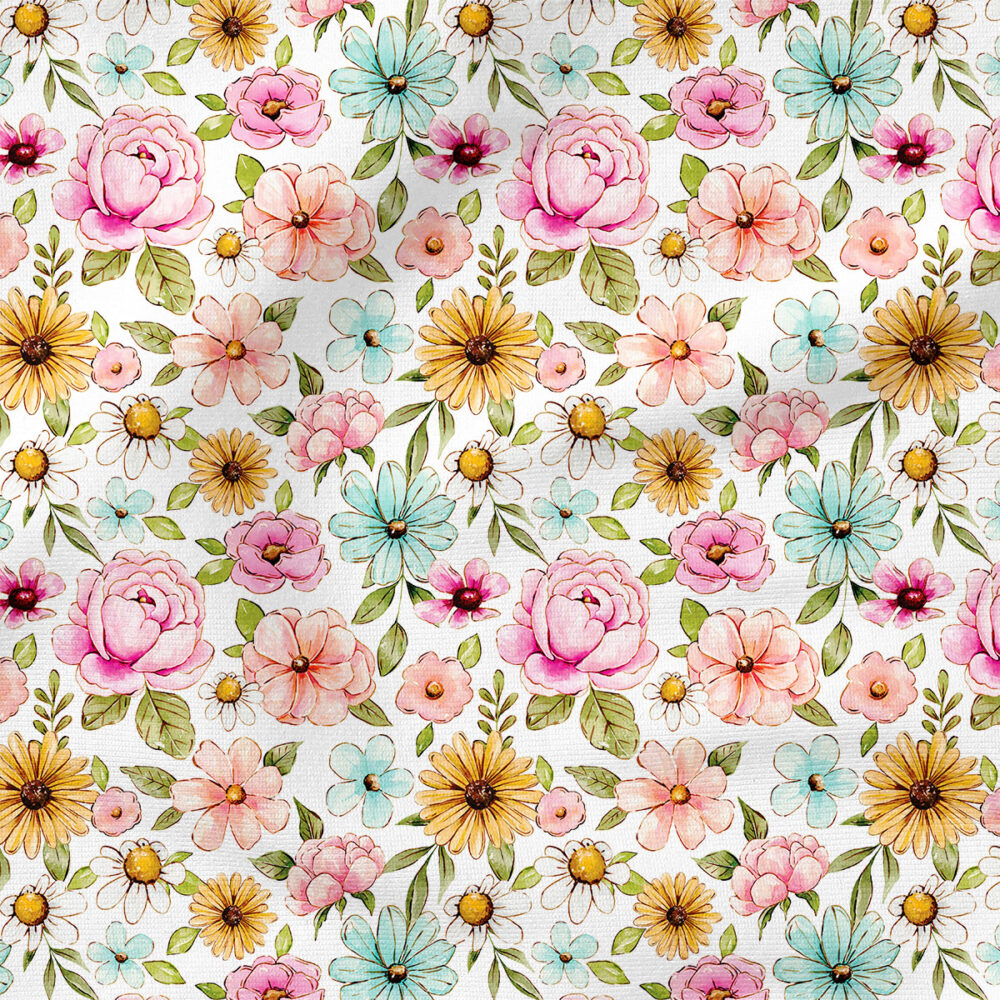 Penelope Flowers (White) | Botanical Fabric Design | Cate and Rainn