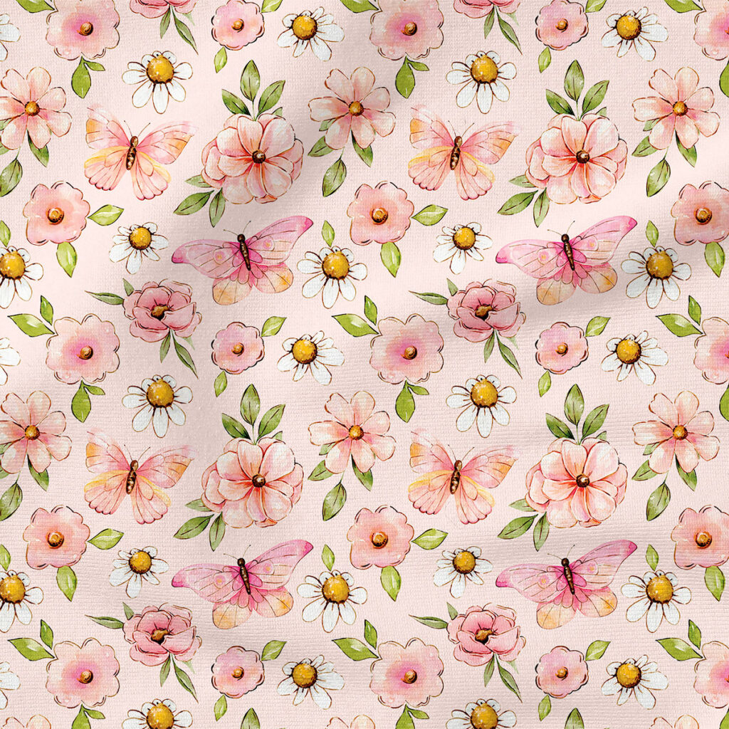 Pink Floral (Pink) | Botanical Fabric Design | Cate and Rainn