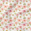 Pink Floral (White) | Botanical Fabric Design | Cate and Rainn