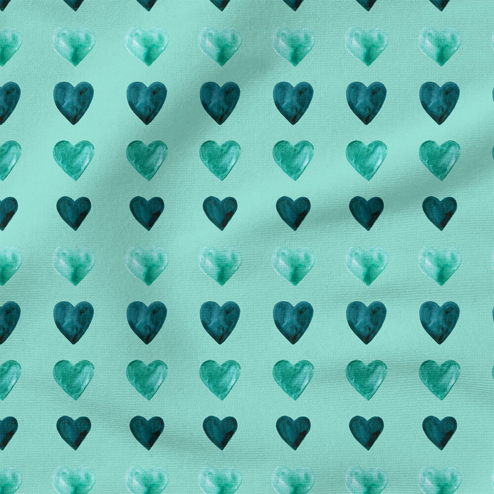 Watercolor Hearts (Aqua) | Seasonal