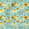 Sunflower Floral (Blue) | Botanical Fabric Design | Cate and Rainn