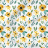 Sunflower Floral (White) | Botanical Fabric Design | Cate and Rainn