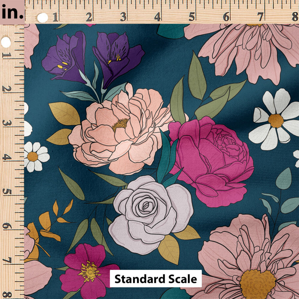 Ruler Scale for Claire Jewel Tone Floral (Teal) by Cate and Rainn