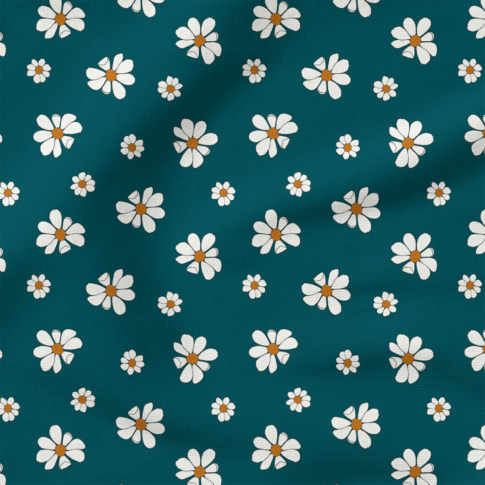 Cosmos (Teal) | Botanical Fabric Design | Cate and Rainn