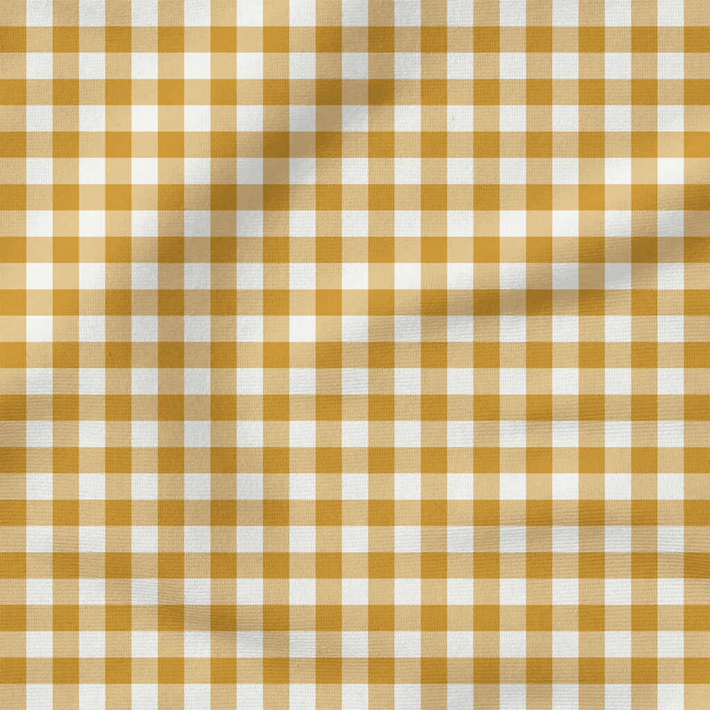 Jewel Tone Gingham (Gold) | Stripes and Shapes Fabric Design | Cate and Rainn