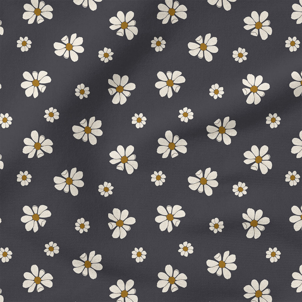 Cosmos (Black) | Botanical Fabric Design | Cate and Rainn