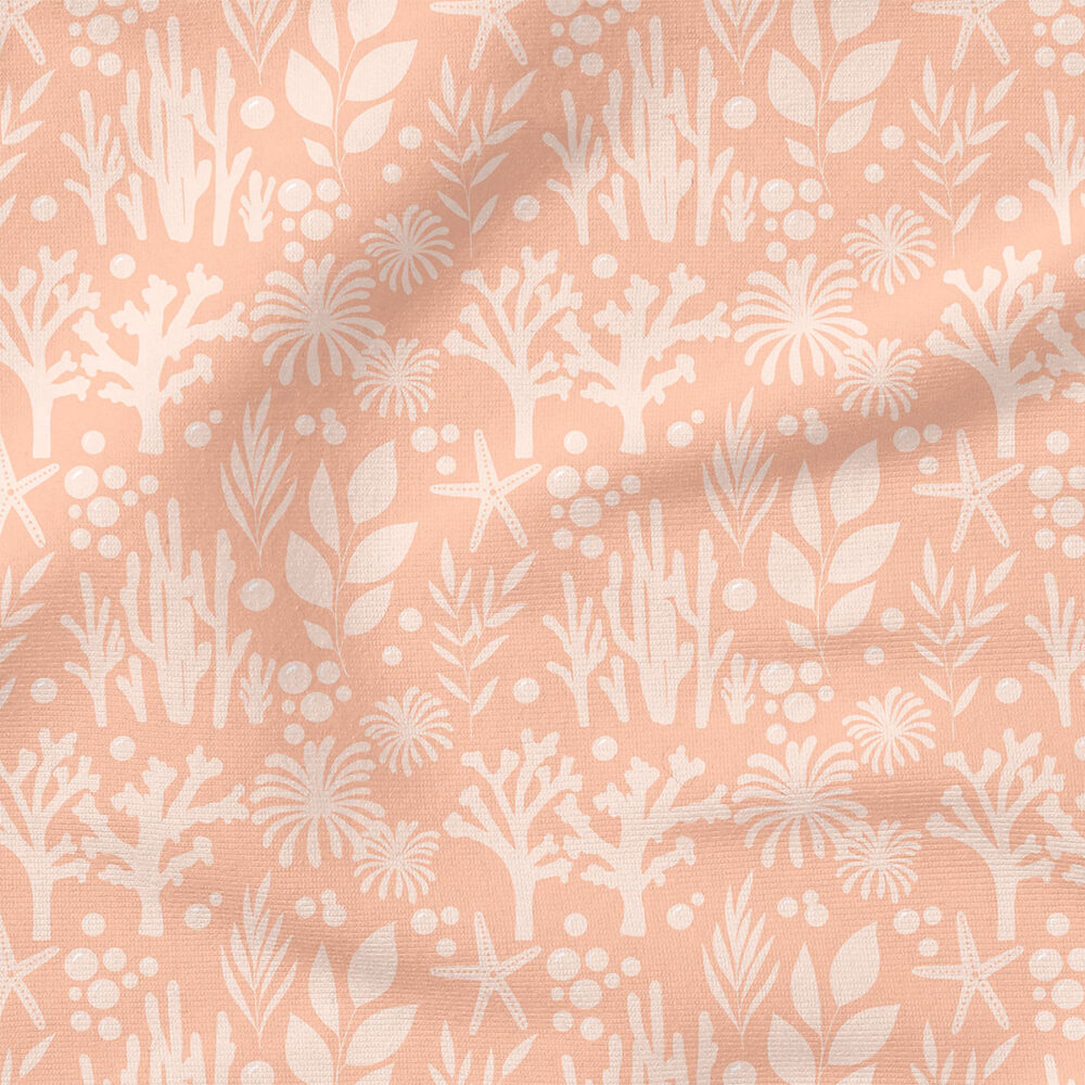 Mermaid Muse Coral (Pink) | Botanical Fabric Design | Cate and Rainn