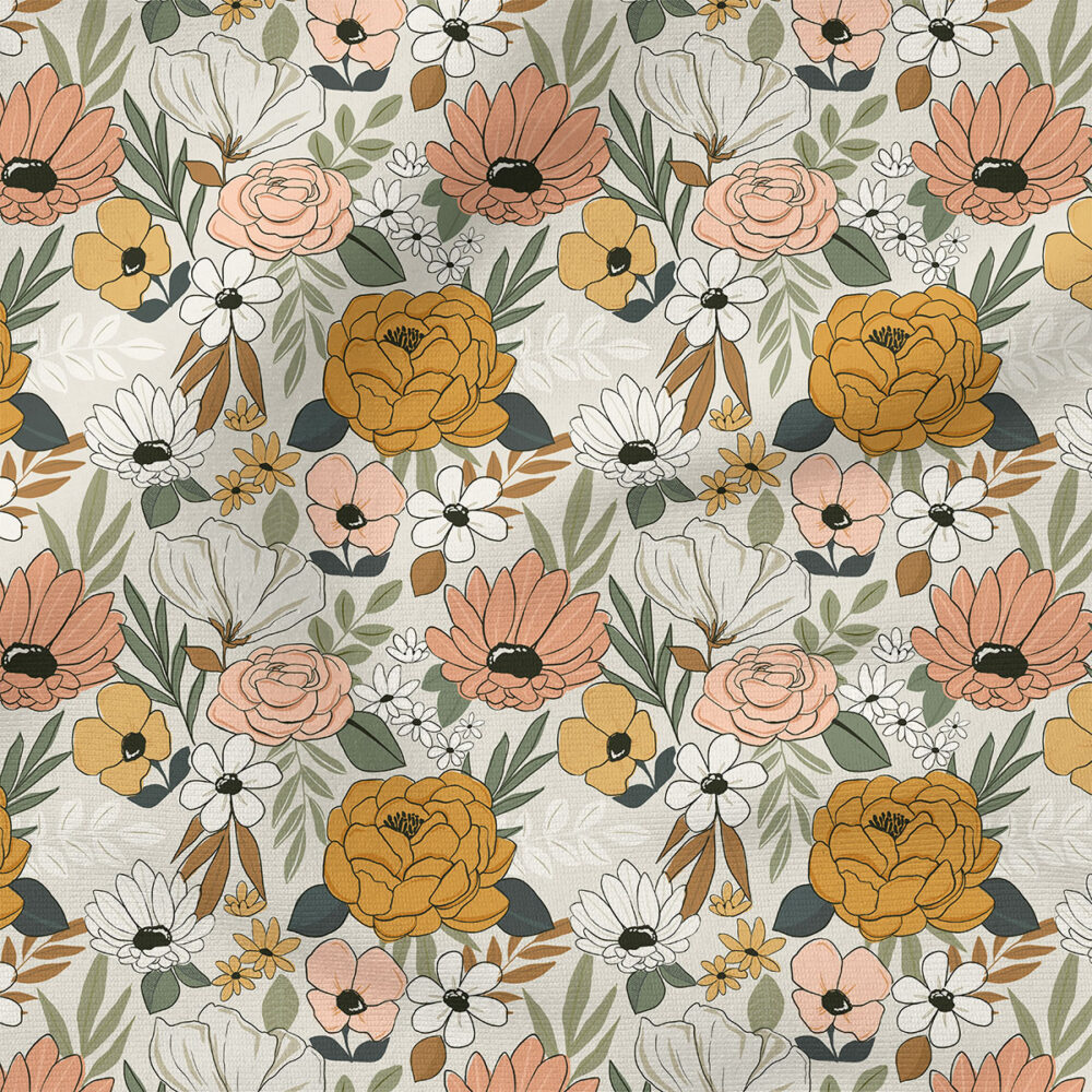 Boho Floral (Cream) | Botanical Fabric Design | Cate and Rainn