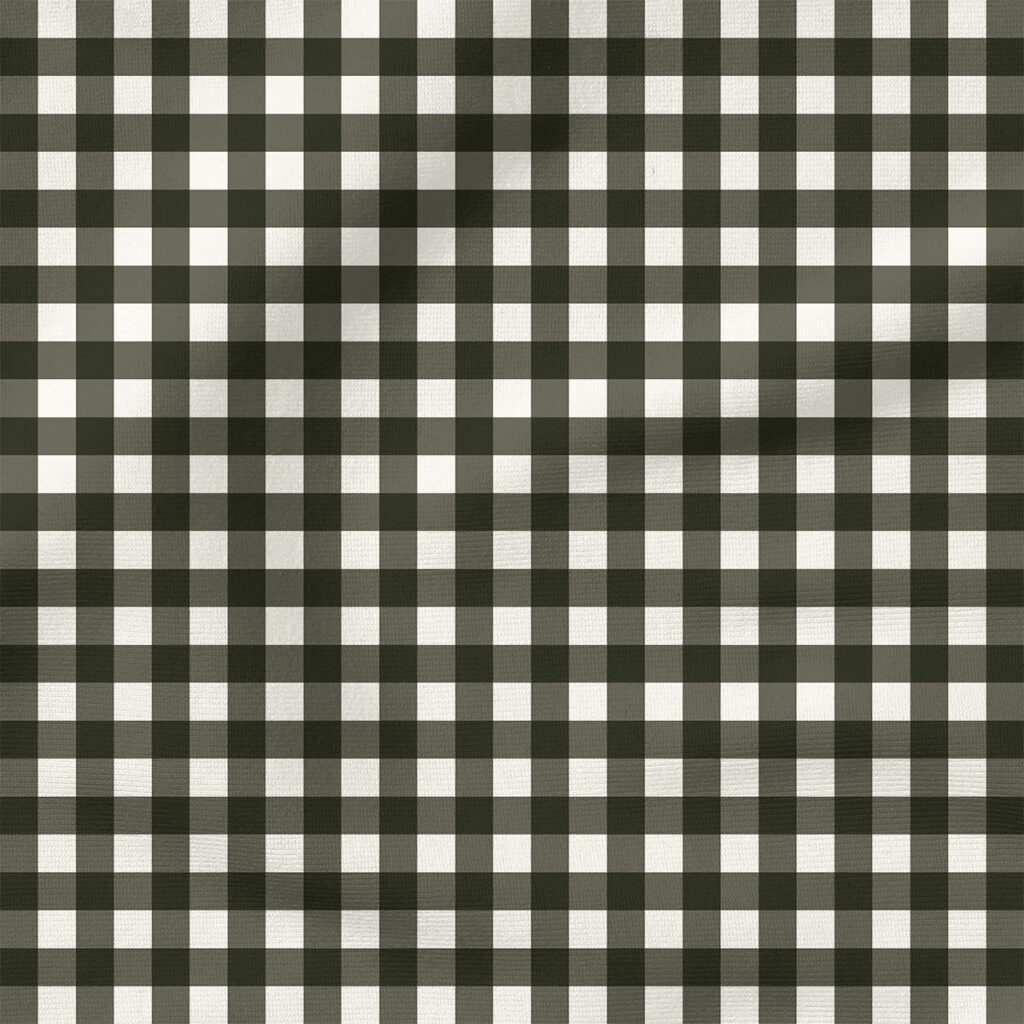 Spring Reverie Gingham (Muted Black) | Stripes and Shapes Fabric Design | Cate and Rainn