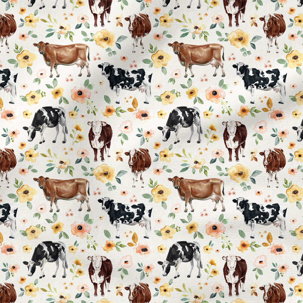 Sunrise Floral Cows (Cream) | Spring