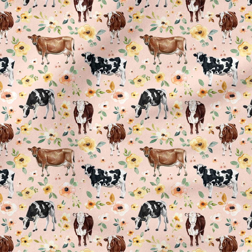 Sunrise Floral Cows (Pink) | Spring