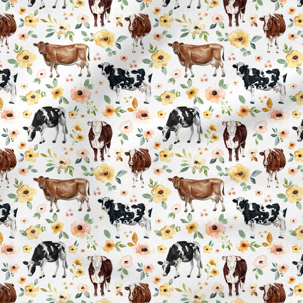 Sunrise Floral Cows (White) | Spring