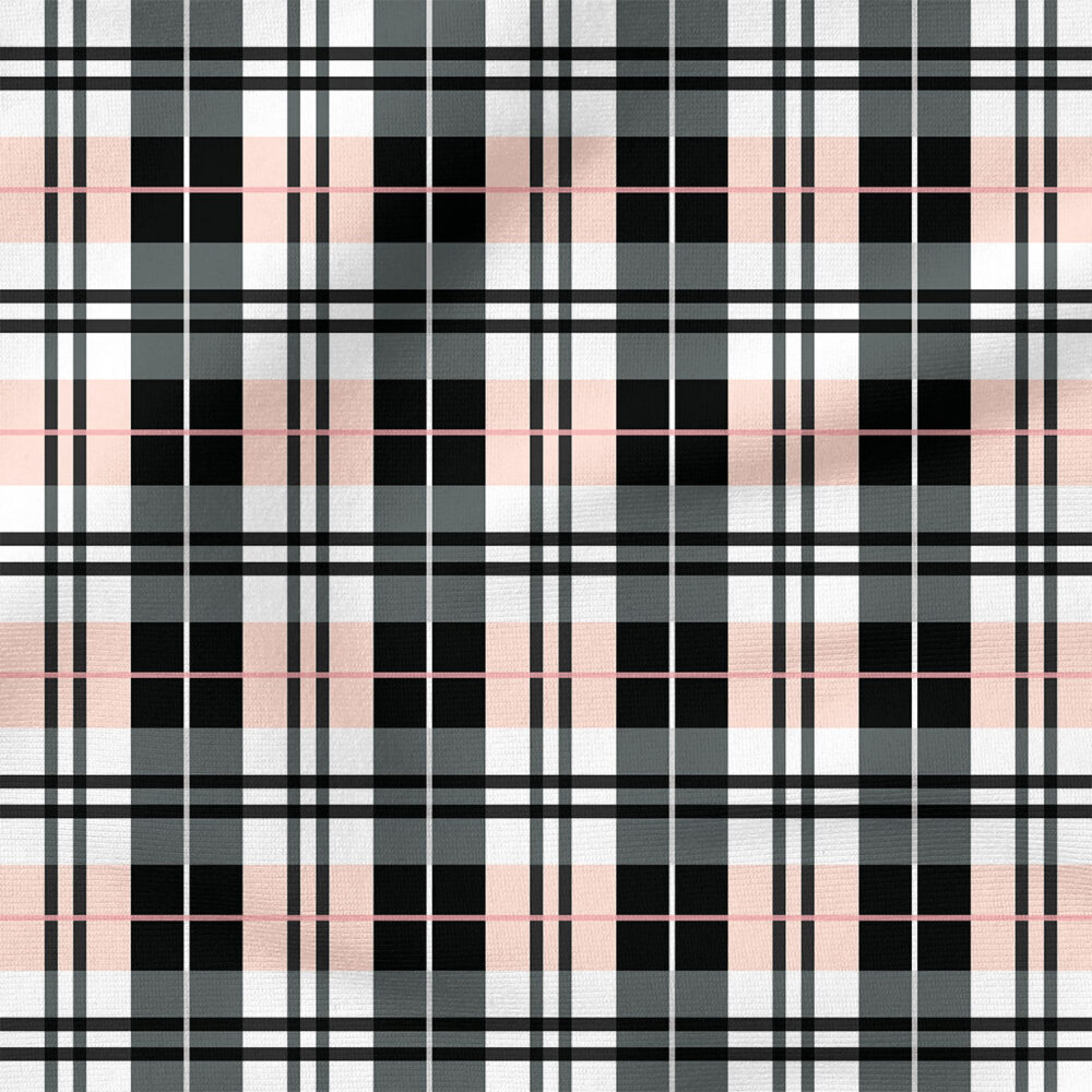 Plaid (Pink Black) | Stripes and Shapes Fabric Design | Cate and Rainn