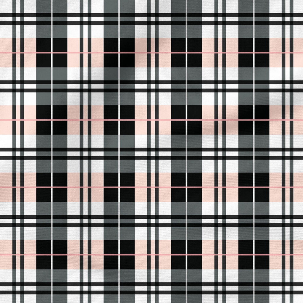 Plaid (Pink Black) | Stripes and Shapes Fabric Design | Cate and Rainn