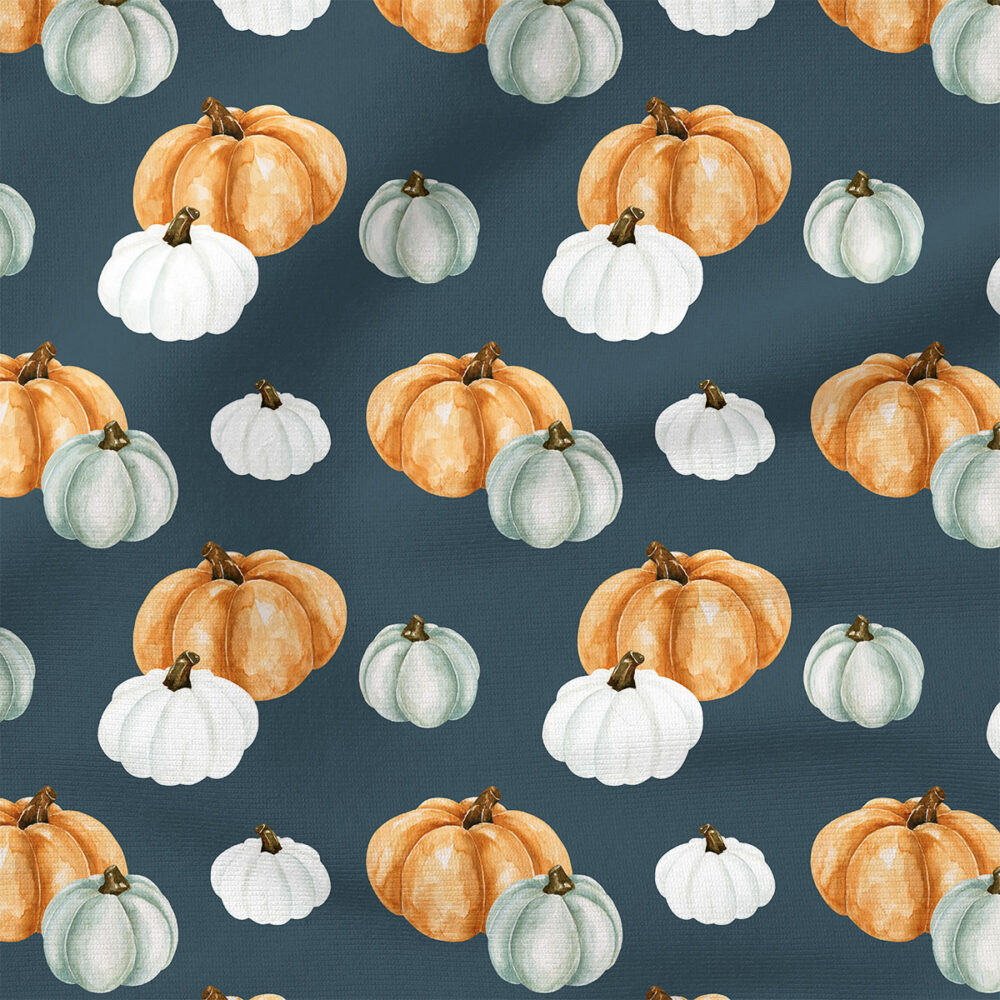 Pumpkins (Blue) | Seasonal Fabric Design | Cate and Rainn