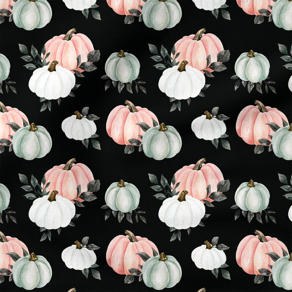 Pumpkins (Pink Black) | Seasonal Fabric Design | Cate and Rainn