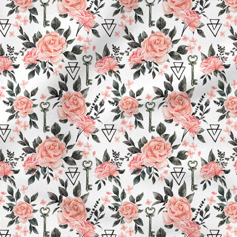 Roses (White) | Botanical Fabric Design | Cate and Rainn