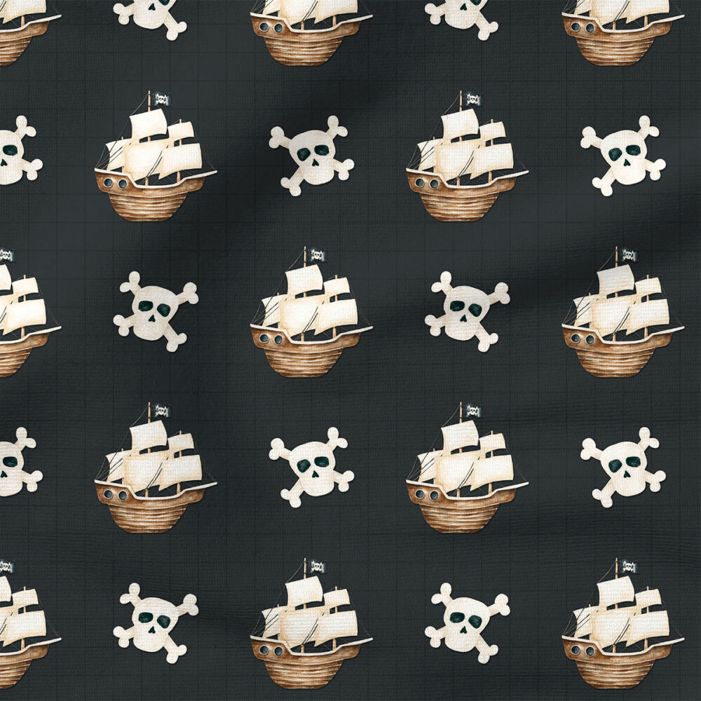 Jolly Roger (Black) | Nautical Fabric Design | Cate and Rainn