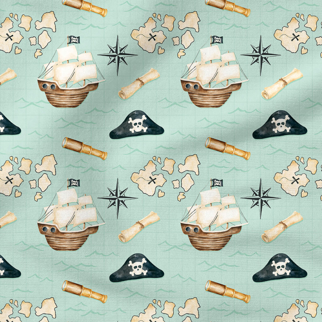 Nautical (Aqua) | Nautical Fabric Design | Cate and Rainn