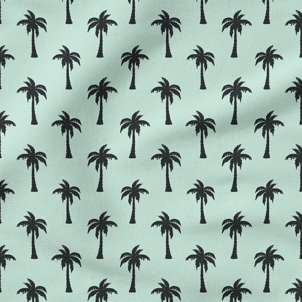 Palm Tree Silhouette (Aqua Black) | Nautical Fabric Design | Cate and Rainn