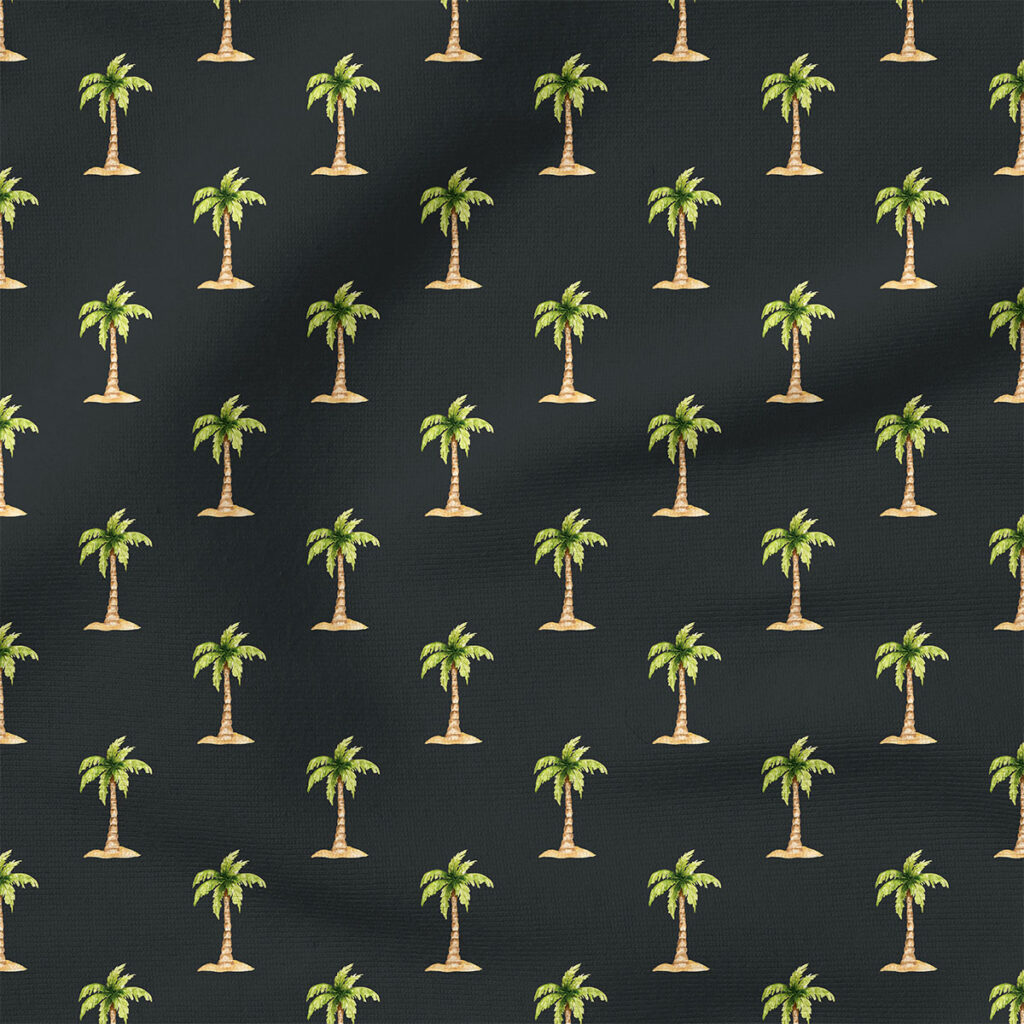 Palm Trees Island (Black) | Nautical Fabric Design | Cate and Rainn