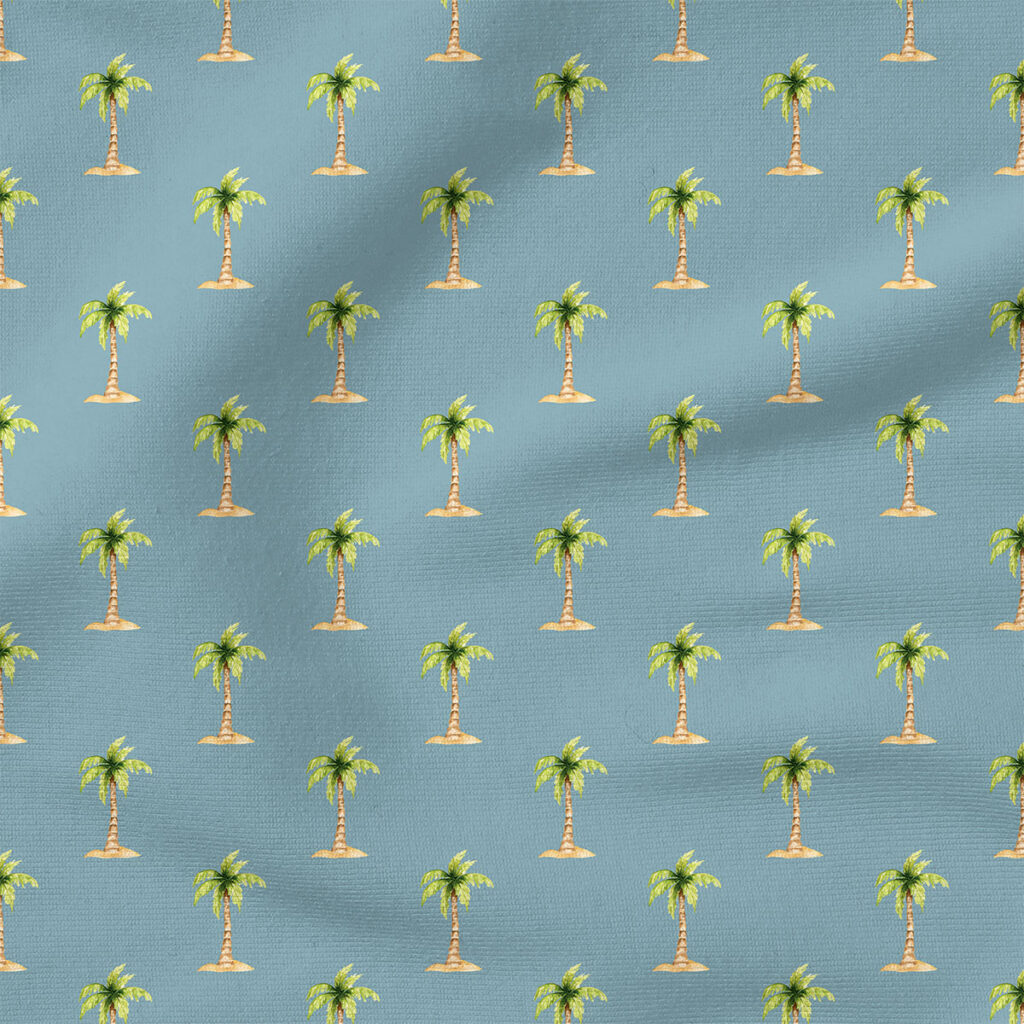 Palm Trees Island (Blue) | Nautical Fabric Design | Cate and Rainn