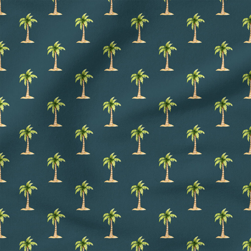 Palm Trees Island (Dark Blue) | Nautical Fabric Design | Cate and Rainn