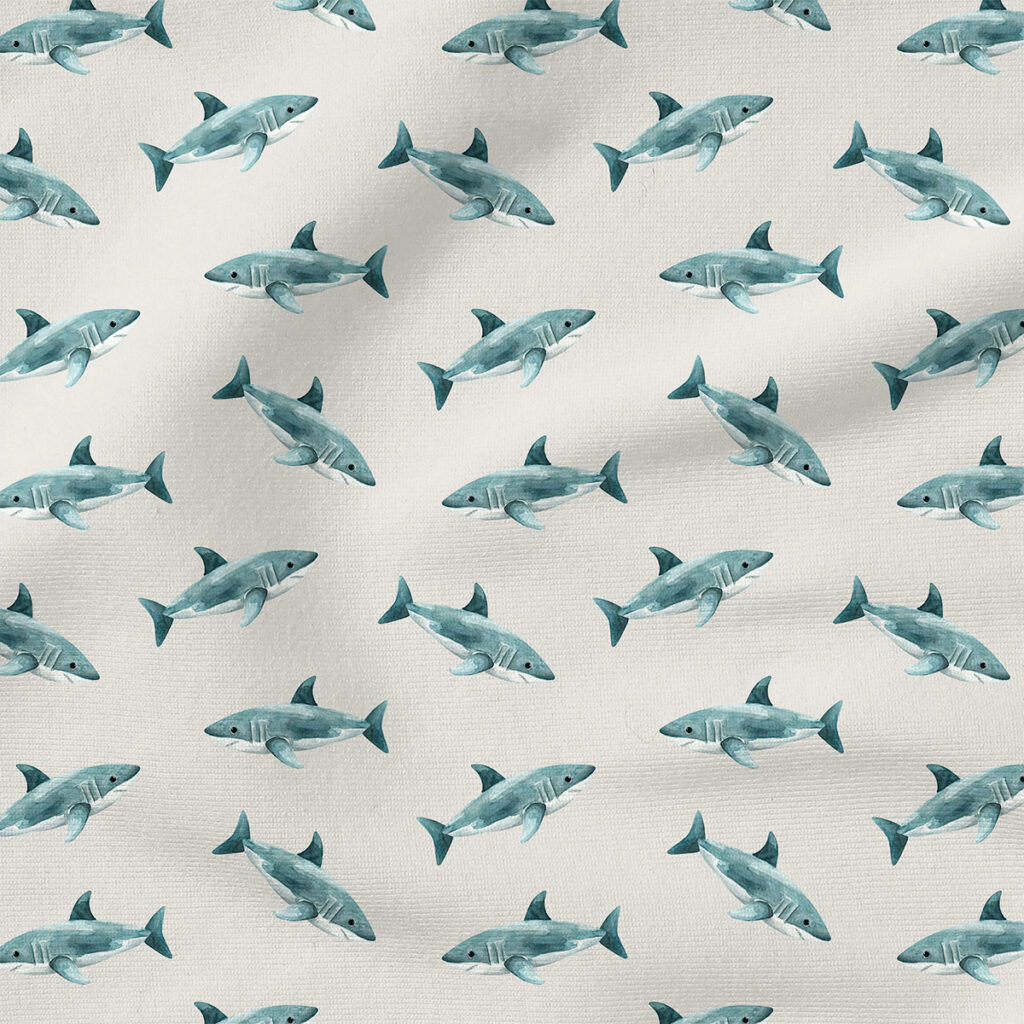 Sharks (Taupe) | Nautical Fabric Design | Cate and Rainn