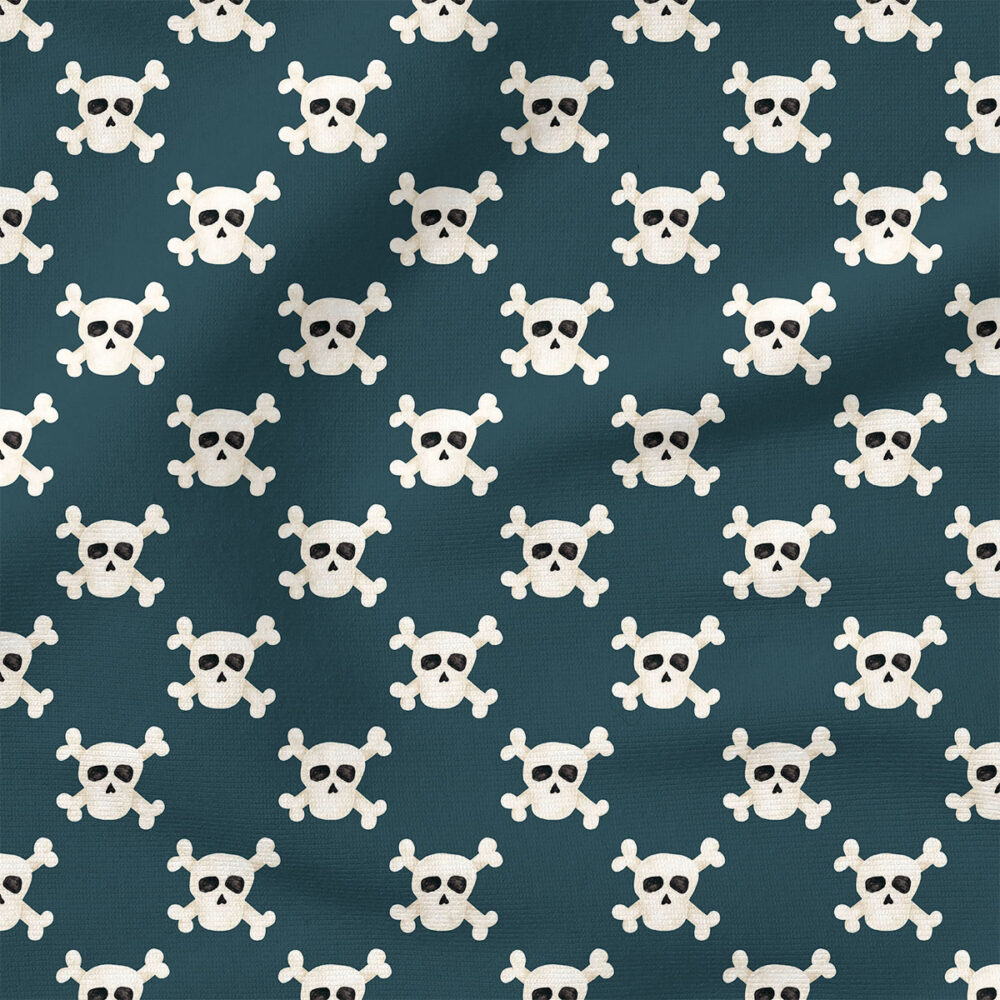 Skulls (Dark Blue) | Nautical Fabric Design | Cate and Rainn