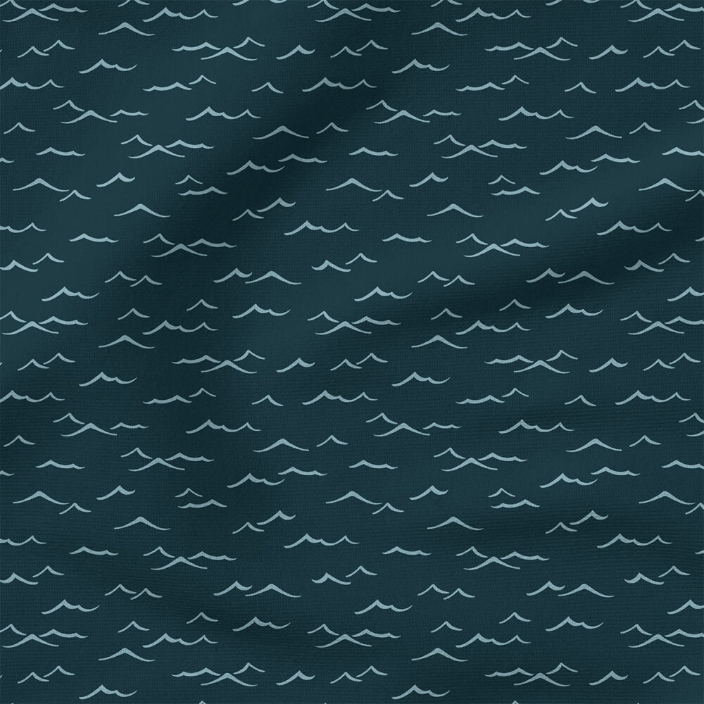 Waves (Dark Blue) | Nautical Fabric Design | Cate and Rainn