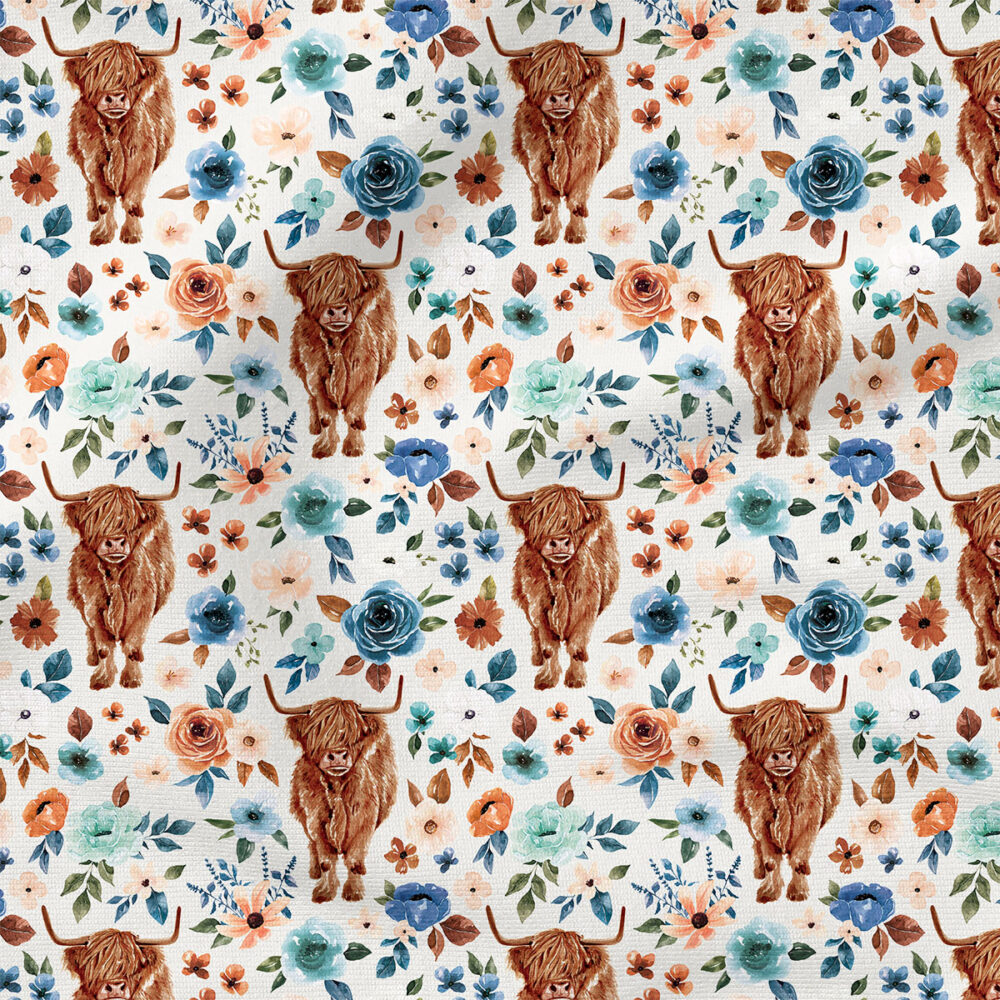 Highland Cow Floral (Cream) | Botanical