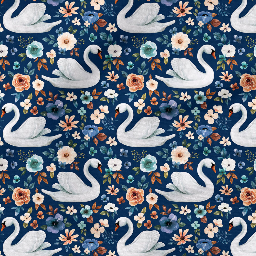 Swan Floral (Blue) | Botanical