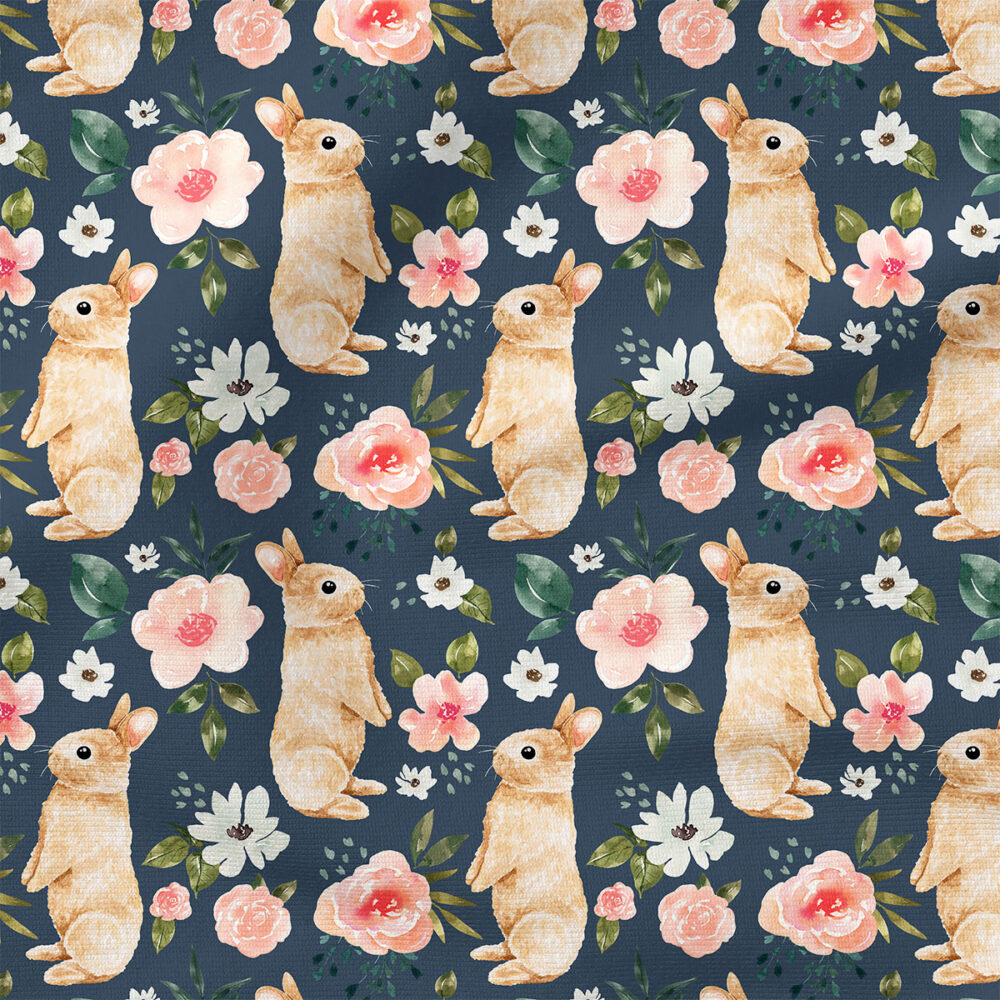 Bunny Floral (Dark Blue) | Botanical