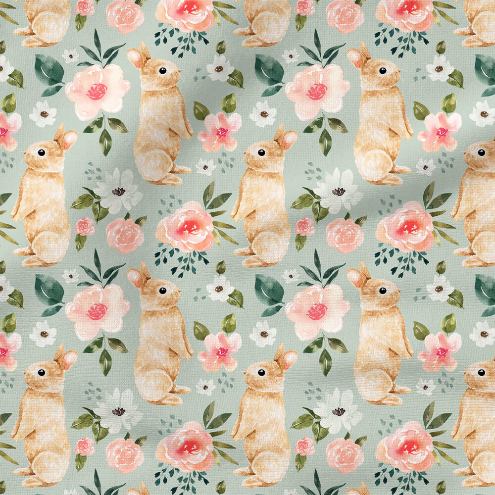 Bunny Floral (Mint Blue) | Botanical