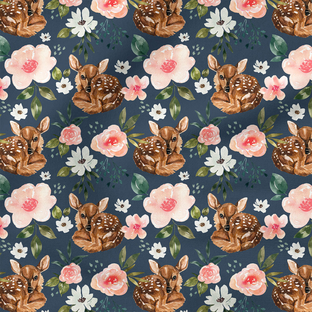 Deer Floral (Dark Blue) | Botanical