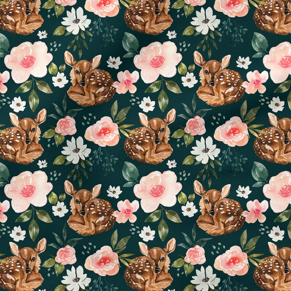 Deer Floral (Emerald) | Botanical