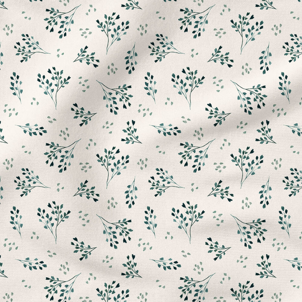 Heart Sprigs (Cream) | Botanical Fabric Design | Cate and Rainn