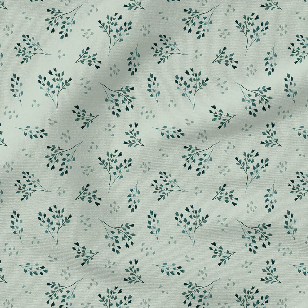 Heart Sprigs (Mint Blue) | Botanical Fabric Design | Cate and Rainn