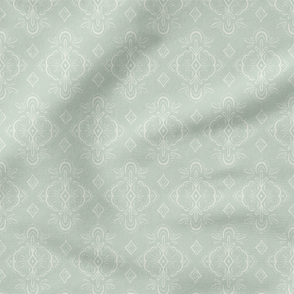 Ornate (Mint Blue) | Stripes and Shapes Fabric Design | Cate and Rainn