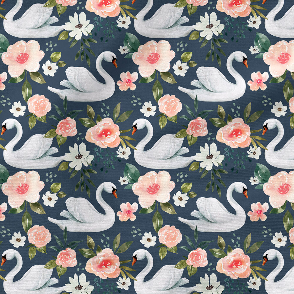 Swan Floral (Dark Blue) | Botanical