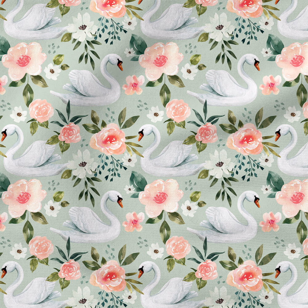 Swan Floral (Mint Blue) | Botanical