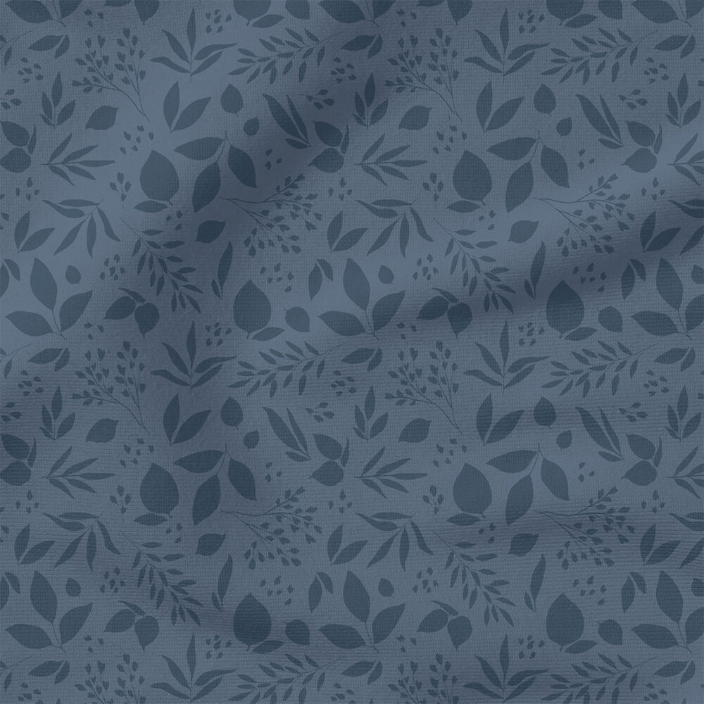 Tonal Leaves (Dark Blue) | Botanical Fabric Design | Cate and Rainn