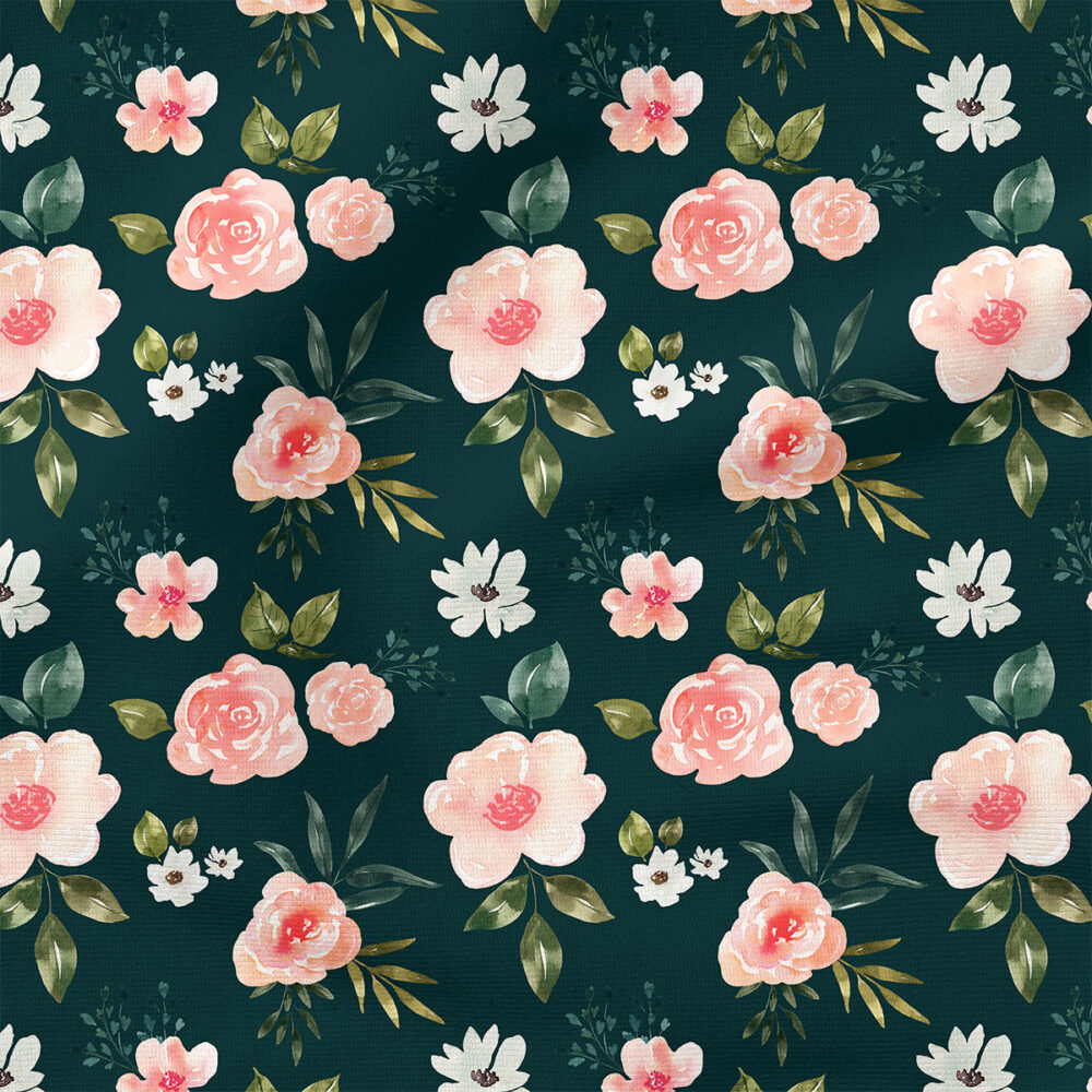 Vintage Spring Floral (Emerald) | Botanical Fabric Design | Cate and Rainn