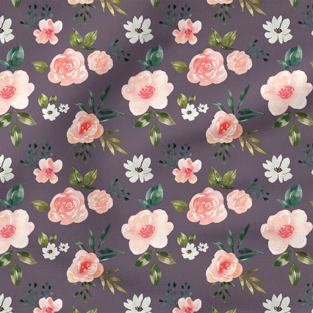 Vintage Spring Floral (Purple) | Botanical Fabric Design | Cate and Rainn