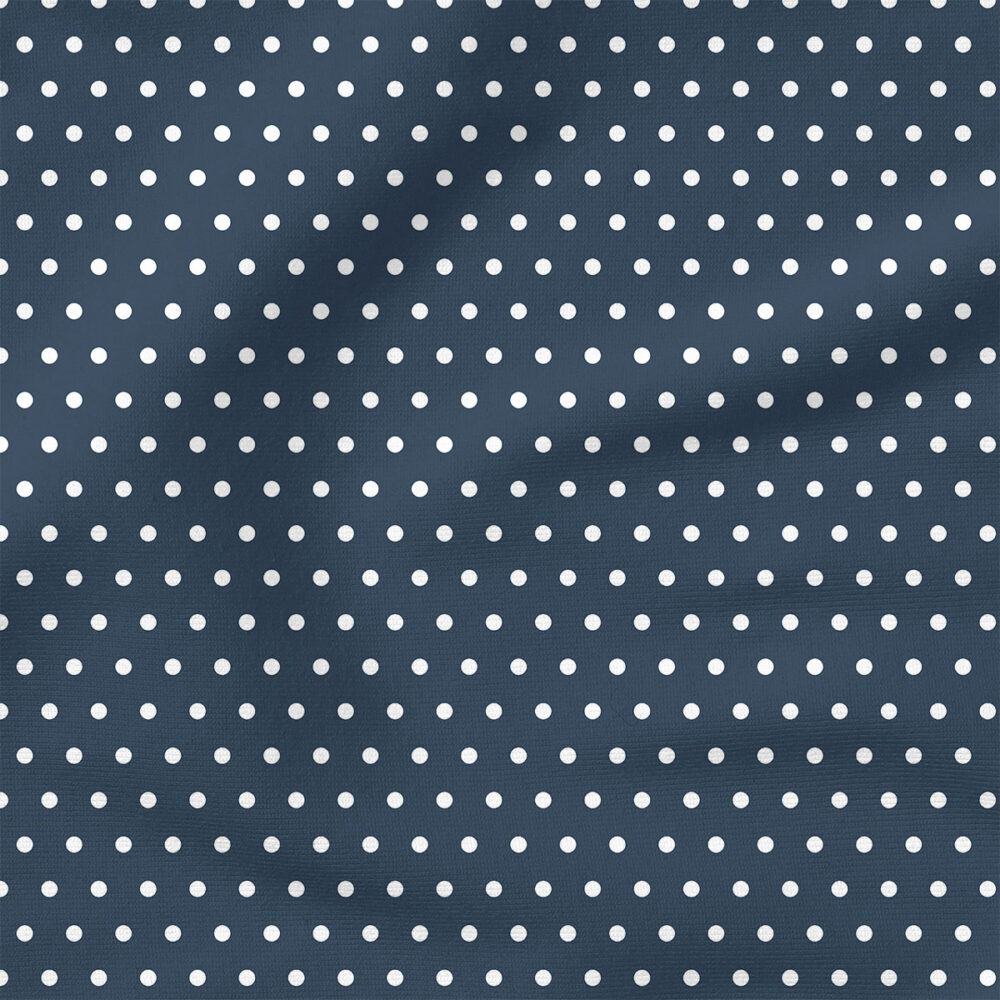 Vintage Spring Polka Dot (Dark Blue) | Stripes and Shapes Fabric Design | Cate and Rainn