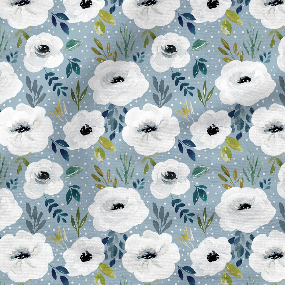 Avaleigh Floral (Blue) | Botanical Fabric Design | Cate and Rainn